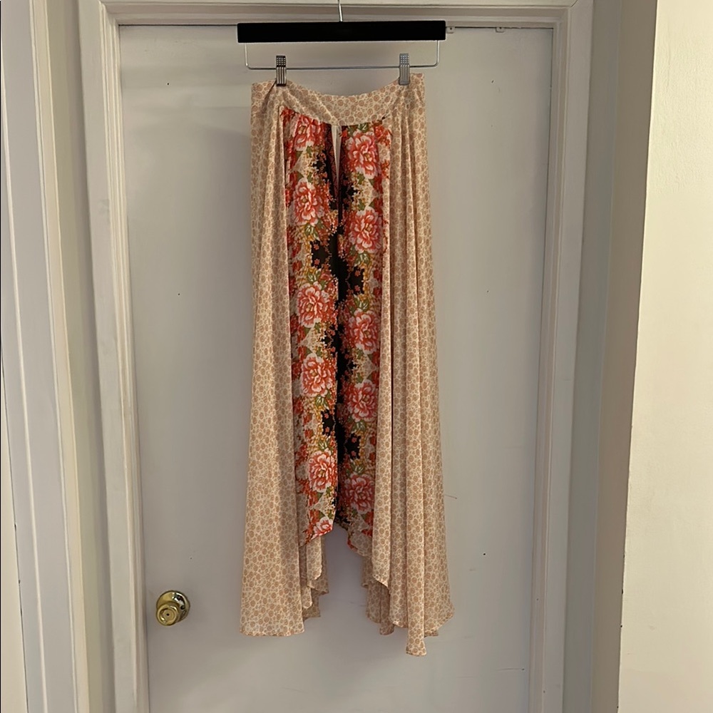 Free People Floral Maxi Skirt with Peach and Pink Accents